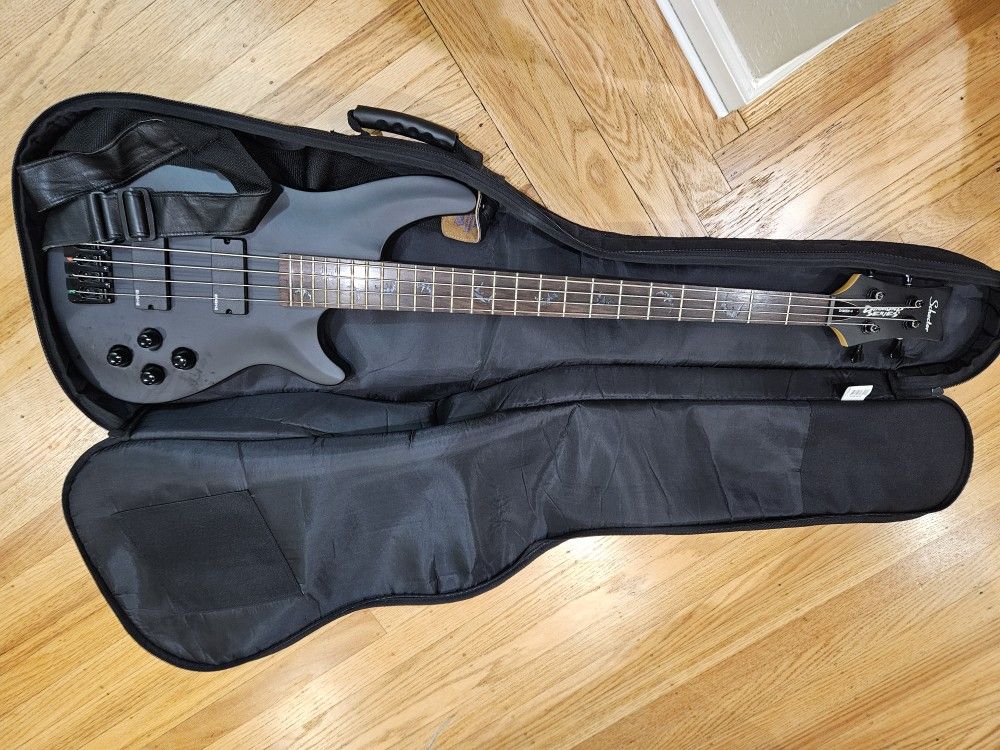 Schecter Diamond Series Damien-4 (Matte Black) with Soft Case