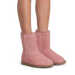 Time and Tru Blush Pink Women's Genuine Suede Faux Fur Lined Boots