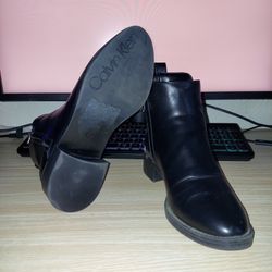 Calvin Klein Deniece Faux Leather Dress Ankle Boots