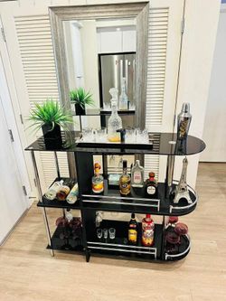 Bar cart , beautiful and elegant with Two Tempered Glass Shelves,bar table ,