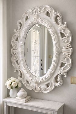 Large wall oval mirror with frame