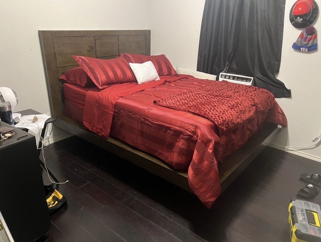 Brown Floating Bed Frame