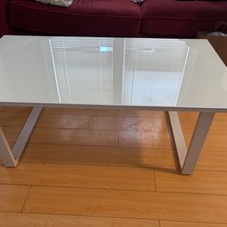White glass top coffee table