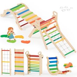 10-in-1 Pikler Triangle Set, Climbing Toys for Kids Neon Aurora