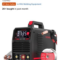YESWELDER 135Amp MIG Welder,110V Flux Core Welder Flux Core MIG/Lift TIG/Stick 3-in-1 Large LED Digital Display Welding Machine IGBT Inverter Welder F