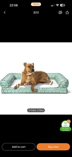 36”*27” Comfort Orthopedic Dog Bed for Large Dogs - Waterproof Sofa Bed with Removable Bolsters & Washable Cover & Nonslip Bottom, Egg Foam Dog Sofa w