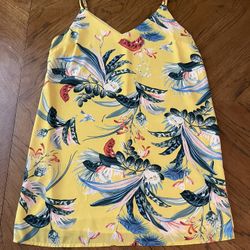 Like New Cotton On Yellow Floral Lined Mini Slip Dress - Medium