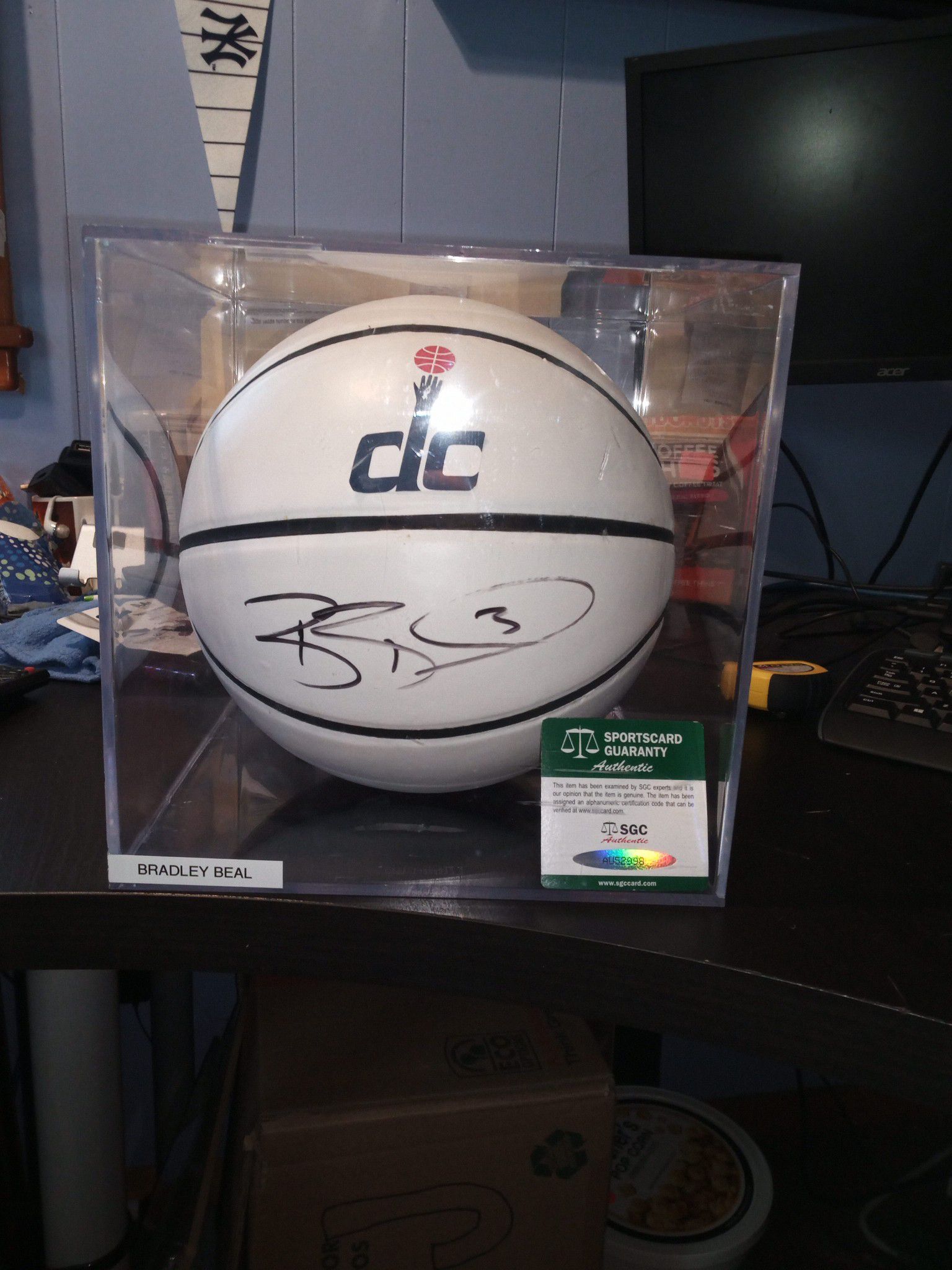 Bradley Beal Autographed Washington Wizards Full Size Signature Series Basketball with Case and COA