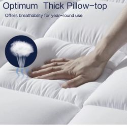 Warm Mattress Topper Queen Size,Soft Quilted Fitted Mattress Pad Cover, Plush Soft Pillowtop with Elastic Overfilled Down Alternative Filling(8-21”Dee