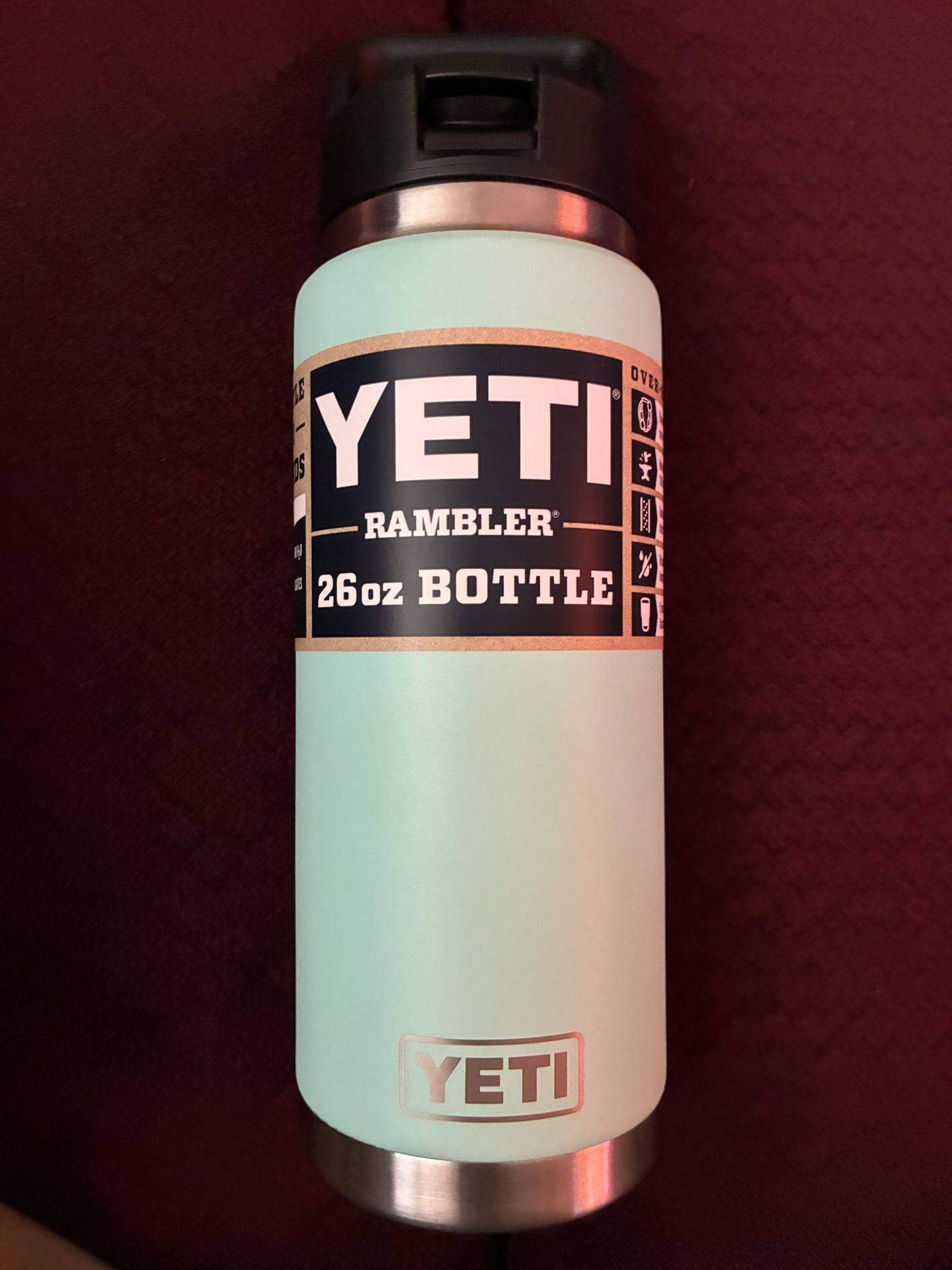 YETI Rambler 26 oz Bottle, Vacuum Insulated, Stainless Steel with Straw Cap, Seafoam