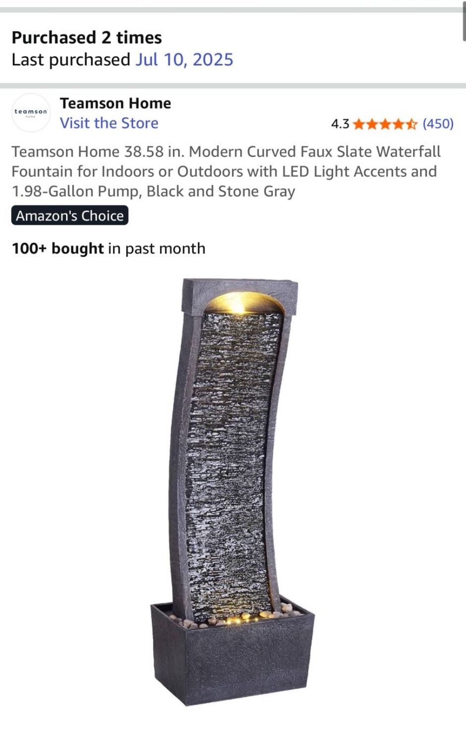 Curved Indoor Fountain