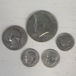 US Silver Coins 90% Mercury Roosevelt Dime Washington Quarter 40% Kennedy Half Dollar