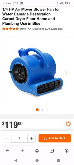 1/4 HP Air Mover Blow Fan For Water Damage