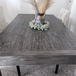 71” BURKE DECOR BLACK OLIVE FINISH RECLAIMED WOOD RUSTIC DINING TABLE SEATS 6  