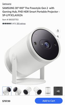 SAMSUNG 30"-100" The Freestyle Gen 2 with Gaming Hub, FHD HDR Smart Portable Projector - SP-LFF3CLAXXZA