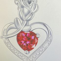 Agvana Fine Jewelry Lab Created Ruby Gemstone Sterling Silver Heart Pendant Necklace 
