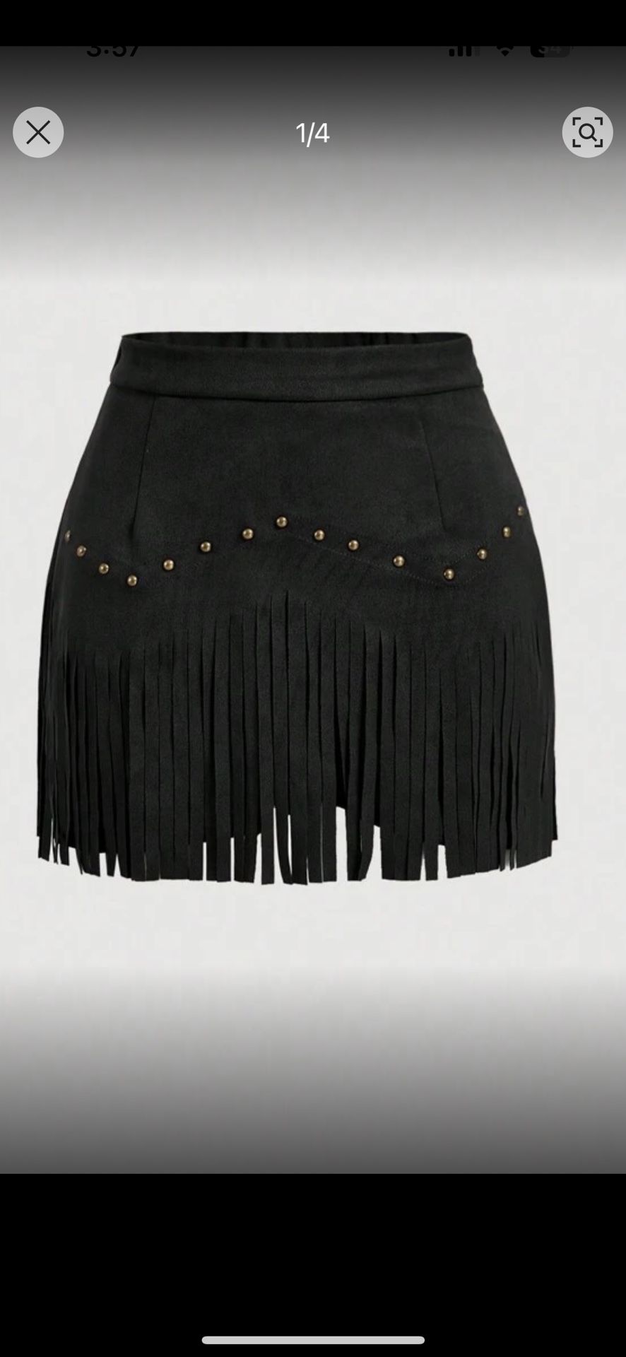 Women's Vintage Hippie Rivet Fringe Black