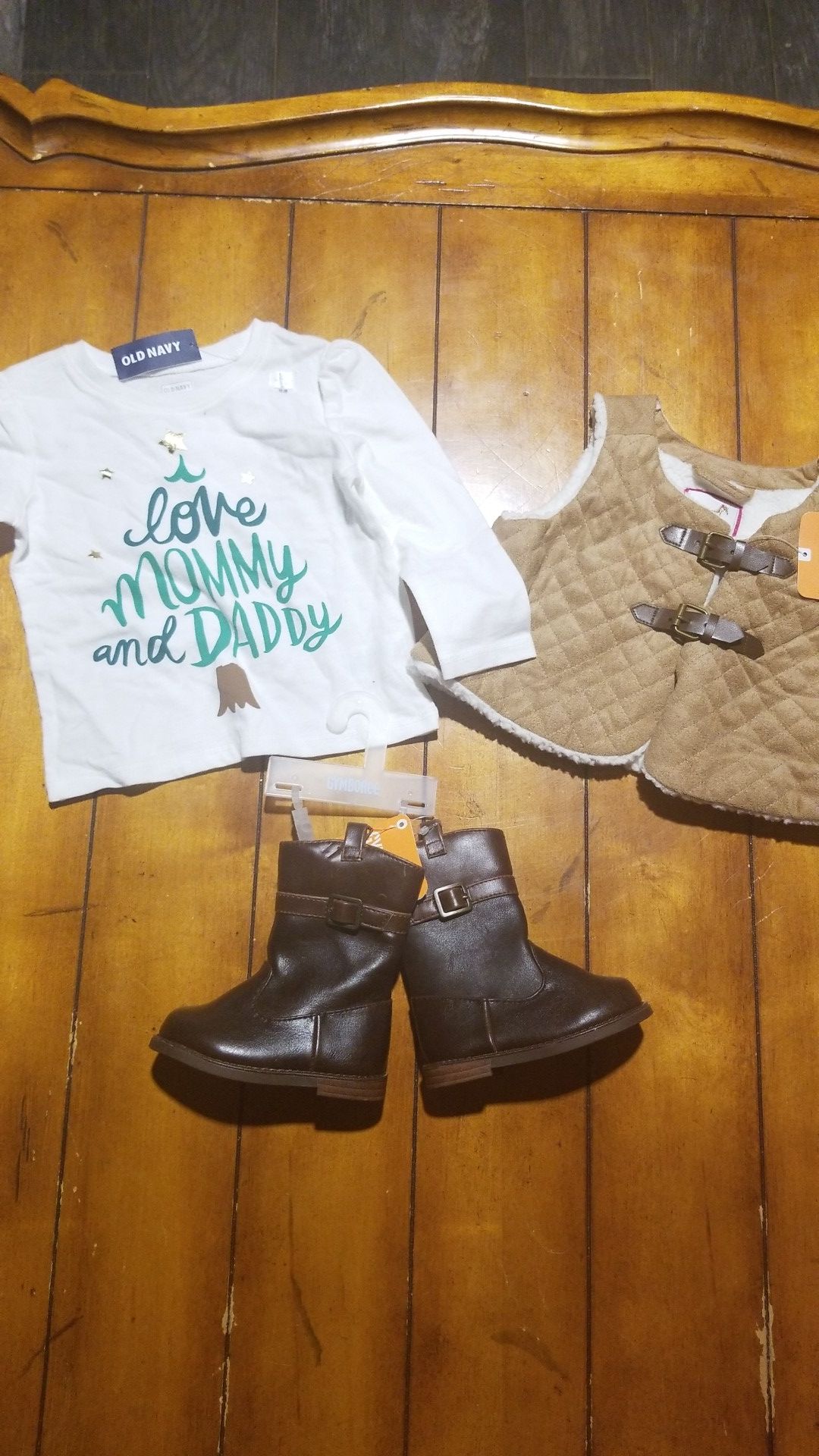 New baby girls 12M 12 months Gymboree Old Navy fall winter set outfit top boots size 4 vest gift Christmas