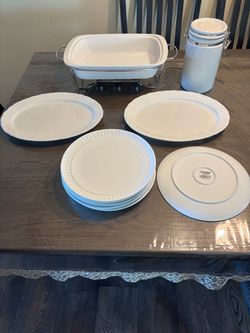 White Ceramic Dinnerware and Serveware Set