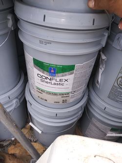 Weatherproofing paint conflex 40 dlls a 5 gallon bucket 3 diferent colors whithe.gray.dark gray