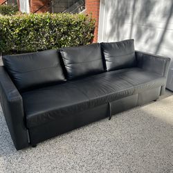 IKEA Black Faux Leather Pull Out Couch