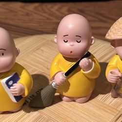 3Pcs Zen Monks Figurine Statue Car Interior Buddha Resin Ornament