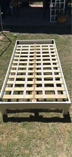 White twin Bed Frame with Slats 77inX40in