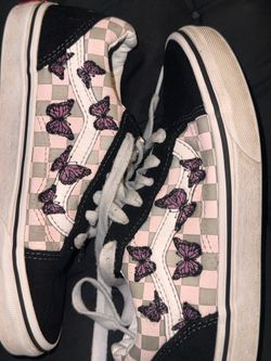 Vans Old Skool Butterflies Skate Shoe - Big Kid - Black / Lilac Mist