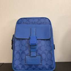 Blue Leather Coach Sling Bag
