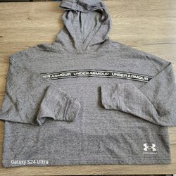 Under Armour Crop Hoodie Size Medium Oversized Gray w/Logo