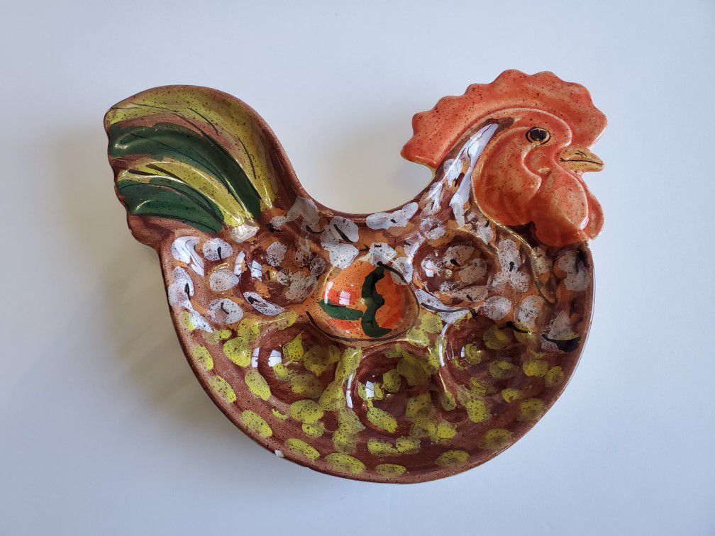Archer Anita Mary made in Italy Rooster Deviled Egg Server