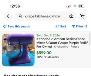 KitchenAid Artisan Series Stand Mixer Quart Grape Purple *HTF