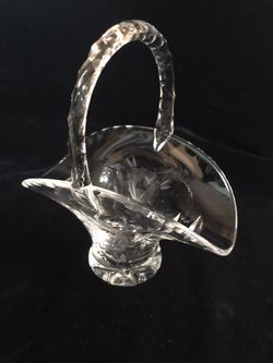 Vintage Glass Etched Basket