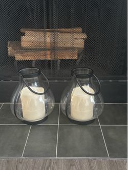 2 Glass Electric Candle Lanterns (Pick Up Only)