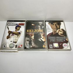 Sony PSP Game Lot Of 3 Baseball 2K8; Tiger Woods; Killzone