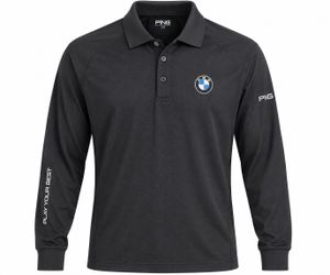 PING BMW Men’s Golf Polo Shirt Large Black Long Sleeve Performance