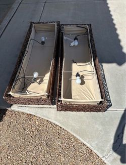 Set of 2 Wicker/Rattan Hanging Light Fixtures