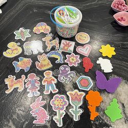 Perler beads and stencils