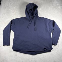 Quince Women’s Size S Organic French Terry Hoodie Deep Navy Distressed #1A