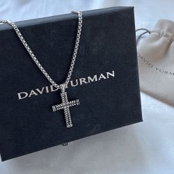 Black Sterling Silver Cross Necklace
