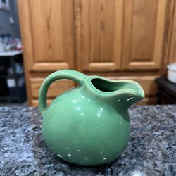 Vintage USA #1 Ball Shaped Creamer / Pitcher.  Color Green.  Size approximately  3 1/4 inches tall.   On the bottom it has USA  # 1.  Preowned.  It ha