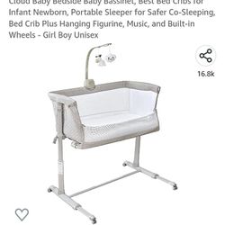 Cloud Baby Bedside Baby Bassinet, Best Bed Cribs for Infant Newborn,  Portable Sleeper for Safer Co-Sleeping, Bed Crib Plus Hanging Figurine,  Music