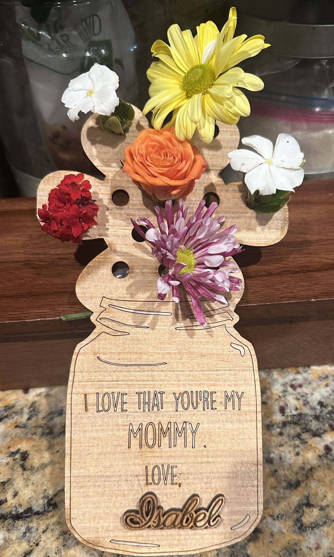 Custom Mothers Day Card/ Flower Holder