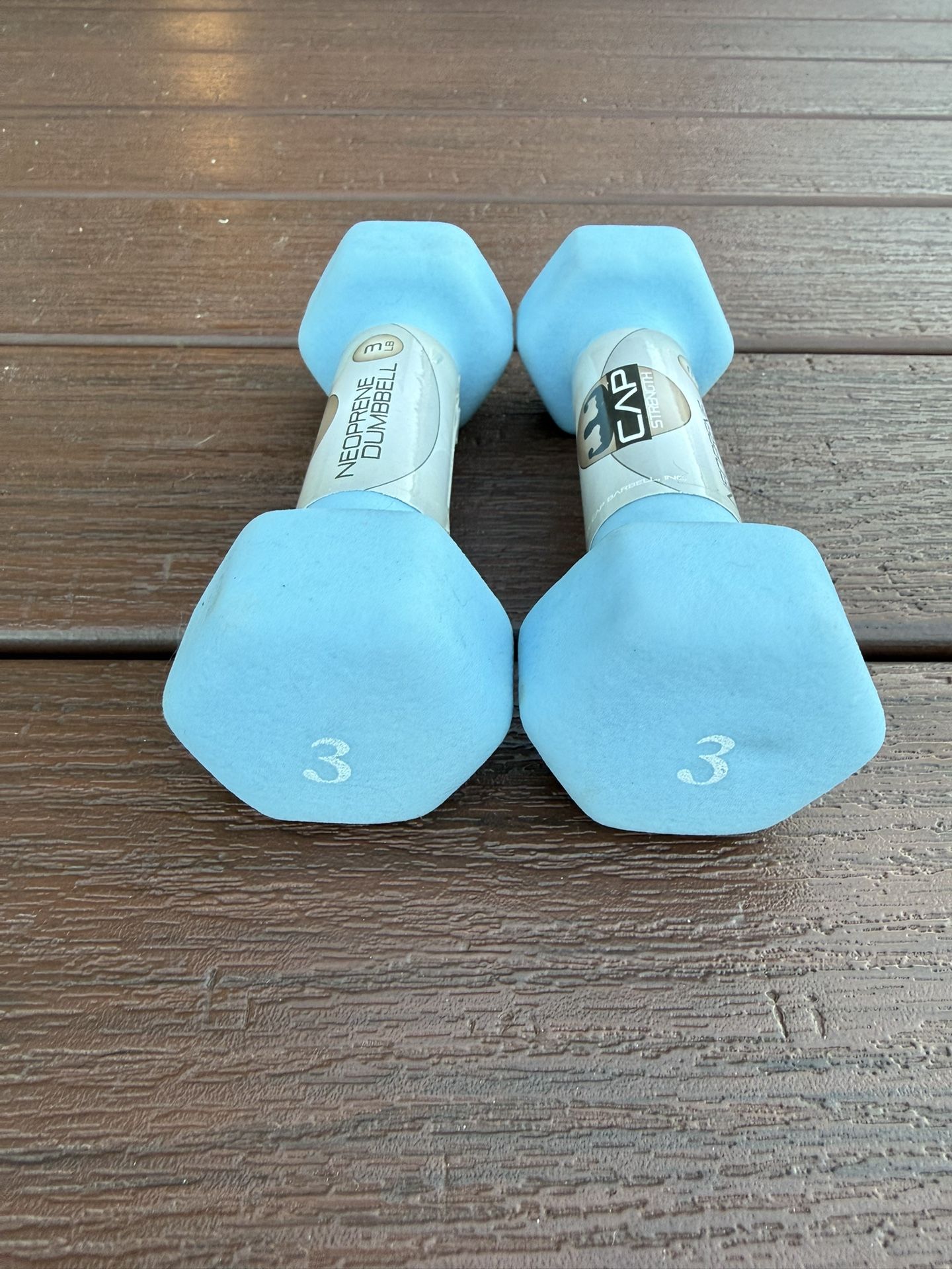 Pair of 3 lb Neoprene Dumbbells - Light Blue
