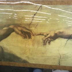 Elegant Michelangelo Creation of Adam Art (56 X 41 Inch)