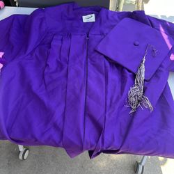 Jostens Academic Cap And Gown Purple 5’1-5’03 High School size Graduation Girl 