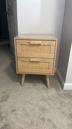 Rattan 2-Drawer Bedside Table
