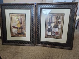 Set Of 2 Framed Wine Art