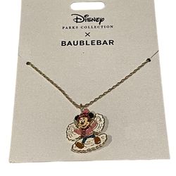 2023 Disney Parks X BaubleBar Minnie Mouse Snow Angel Holiday Homestead Necklace