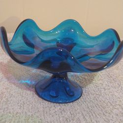 Vint. Mid Century Blue Viking Glass